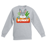 Bellatio Decorations Bunny het konijn sweater voor kinderen - unisex - konijnen trui - Grijs