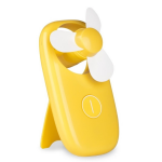 Gele mini hand ventilator op batterijen - Kleine festival/strand ventilator - Geel