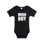 Bellatio Decorations Mooiboy tekst baby rompertje jongens - Kraamcadeau - Babykleding - Zwart