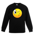 Bellatio Decorations Smiley/ emoticon sweater knipoog kinderen - Zwart