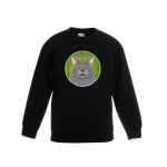 Bellatio Decorations Kinder sweater met vrolijke grijze kat print - grijze katten trui - Zwart