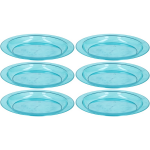 6x plastic borden/bordjes 20 cm - Kunststof servies - Koken en tafelen - Camping servies - Ontbijtbordje kinderen - Blauw