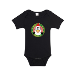 Bellatio Decorations Kerst baby rompertje met kerst pinguin jongens en meisjes - Kerstkleding baby - Zwart