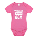 Bellatio Decorations Hoera je wordt oom tekst baby rompertje meisjes - Kraamcadeau - Babykleding - Roze