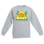 Bellatio Decorations Ducky de eend sweater voor kinderen - unisex - eenden trui - Grijs