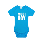 Bellatio Decorations Mooiboy tekst baby rompertje jongens - Kraamcadeau - Babykleding - Blauw