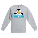 Bellatio Decorations Mister Cool de pinguin sweater voor kinderen - unisex - pinguins trui - Grijs