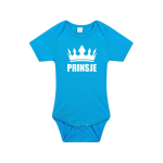Bellatio Decorations Prinsje met kroon baby rompertje jongens - Kraamcadeau - Babykleding - Blauw