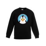 Bellatio Decorations Kinder sweater met vrolijke pinguin print - pinguins trui - Zwart