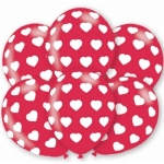 18x stuks party ballonnen met hartjes motief 27.5 cm - Valentijn en I love You feestartikelen