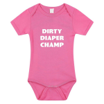 Bellatio Decorations Dirty Diaper Champ tekst baby rompertje meisjes - Kraamcadeau - Babykleding - Roze