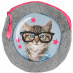 Rachaelhale Rachael Hale Clever Kitty - Rond Pluche Etuitje - Inclusief 2 Notebooks - 13x13cm - - Grijs