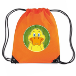 Bellatio Decorations Eenden Rijgkoord Rugtas / Gymtas 11 Liter - Voor Kinderen - Oranje