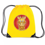 Bellatio Decorations Giraffe Rijgkoord Rugtas / Gymtas 11 Liter - Voor Kinderen - Geel