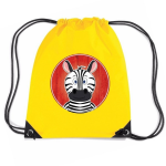 Bellatio Decorations Zebra Rijgkoord Rugtas / Gymtas 11 Liter - Voor Kinderen - Geel