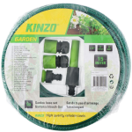 Kinzo Garden Tuinslang - 15m - Diameter 1,4cm - 3 Lagen - Incl. Sproeistuk En 3 Koppelstukken - Groen