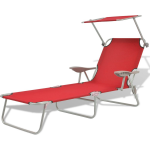 Vidaxl Ligbed Met Luifel 58x189x27 Cm Staal - Rood