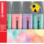 Stabilo Boss Original Markeerstift, Etui Met 4 Stuks In Geassorteerde Pastel Kleuren
