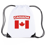 Bellatio Decorations Canada Nylon Rijgkoord Rugzak/ Sporttas Met Canadese Vlag - Wit