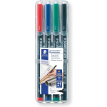 Staedtler Ohp-marker Lumocolor Permanent Geassorteerde Kleuren, Box Met 4 Stuks, Superfijn 0,4 Mm