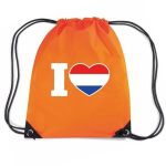Bellatio Decorations Nylon Rijgkoord Rugzak/ Sporttas I Love Holland - Oranje