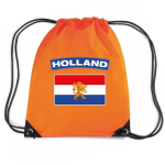 Bellatio Decorations Nylon Rijgkoord Rugzak/ Sporttas Holland Vlag - Oranje