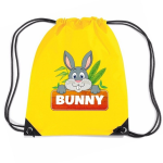 Bellatio Decorations Bunny Het Konijn Rijgkoord Rugtas / Gymtas 11 Liter - Voor Kinderen - Geel