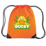 Bellatio Decorations Ducky De Eend Rijgkoord Rugtas / Gymtas 11 Liter - Voor Kinderen - Oranje