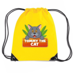 Bellatio Decorations Tommy The Cat Katten Rijgkoord Rugtas / Gymtas 11 Liter - Voor Kinderen - Geel