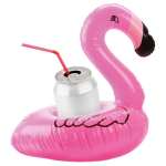 Opblaasbare Mini Dieren Flamingo Drankhouder 16 Cm - Opblaasbare Tropische Blikjes Houders - Roze