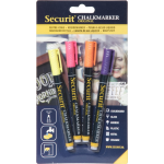 Securit Krijtmarker Small, Blister Met 4 Stuks In Geassorteerde Fun Kleuren - Wit