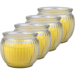 4x Gele Citronella Geurkaarsen In Glazen Houder 7 X 6 Cm - Insectenwerende Kaarsen - Citronellakaars Tegen/anti Muggen - Geel