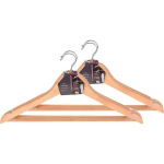 Kledinghangers Hout Met Broeklat - Set Van 6 - Kleding Ophangen - Bruin