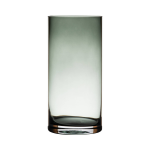 Bellatio Design Transparant Grijze Home-basics Cylinder Vaas/vazen Van Glas 25 X 12 Cm - Bloemen/boeketten - Binnen Gebruik