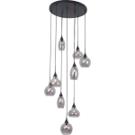Freelight Hanglamp Macchia 9 Lichts Ø 60 Cm Vide Rook Glas - Zwart