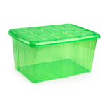 Forte Plastics 1x Opslagbakken/organizers Met Deksel 60 Liter 63 X 46 X 32 Transparant - Organizers/opbergbakken - Groen