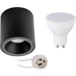 BES LED Opbouwspot Set - Aigi - Pragmi Cliron Pro - Gu10 Fitting - Opbouw Rond - Mat - 8w - Warm Wit 3000k - Verdiept - - Zwart