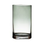 Bellatio Design Transparant Grijze Home-basics Cylinder Vaas/vazen Van Glas 20 X 12 Cm - Bloemen/boeketten - Binnen Gebruik