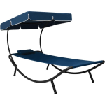 Vidaxl Loungebed Met Luifel En Kussen - Blauw