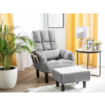 Beliani Oland Fauteuil Met Hocker Polyester 52 X 65 Cm - Grijs