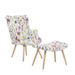 Beliani Vejle Fauteuil Met Hocker Polyester 52 X 64 Cm