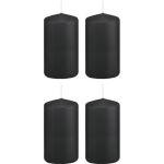 Trend Candles 4xe Cilinderkaarsen/stompkaarsen 5 X 10 Cm 23 Branduren - Geurloze Kaarsen - Woondecoraties - Zwart