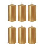 Trend Candles 6xen Cilinderkaarsen/stompkaarsen 6 X 12 Cm 40 Branduren - Geurlozekleurige Kaarsen - Woondecoraties - Goud