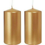 Trend Candles 2xen Cilinderkaarsen/stompkaarsen 6 X 12 Cm 40 Branduren - Geurlozekleurige Kaarsen - Woondecoraties - Goud