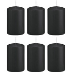 Trend Candles 6xe Cilinderkaarsen/stompkaarsen 5 X 8 Cm 18 Branduren - Geurloze Kaarsen - Woondecoraties - Zwart