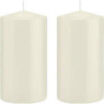 Trend Candles 2x Ivoorte Cilinderkaarsen/stompkaarsen 8 X 15 Cm 69 Branduren - Geurloze Kaarsen - Woondecoraties - Wit