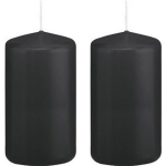 Trend Candles 2xe Cilinderkaarsen/stompkaarsen 5 X 10 Cm 23 Branduren - Geurloze Kaarsen - Woondecoraties - Zwart