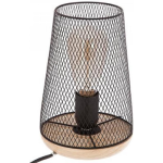 Lamp Van Metaal En Hout - H. 23 Cm - - Zwart