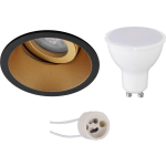 BES LED Led Spot Set - Pragmi Zano Pro - Gu10 Fitting - Inbouw Rond - Mat/goud - 4w - Helder/koud Wit 6400k - Kantelbaar - - Zwart