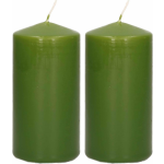 Trend Candles 2x Olijfe Cilinderkaarsen/stompkaarsen 5 X 10 Cm 23 Branduren - Geurloze Kaarsen Olijf - Woondecoraties - Groen